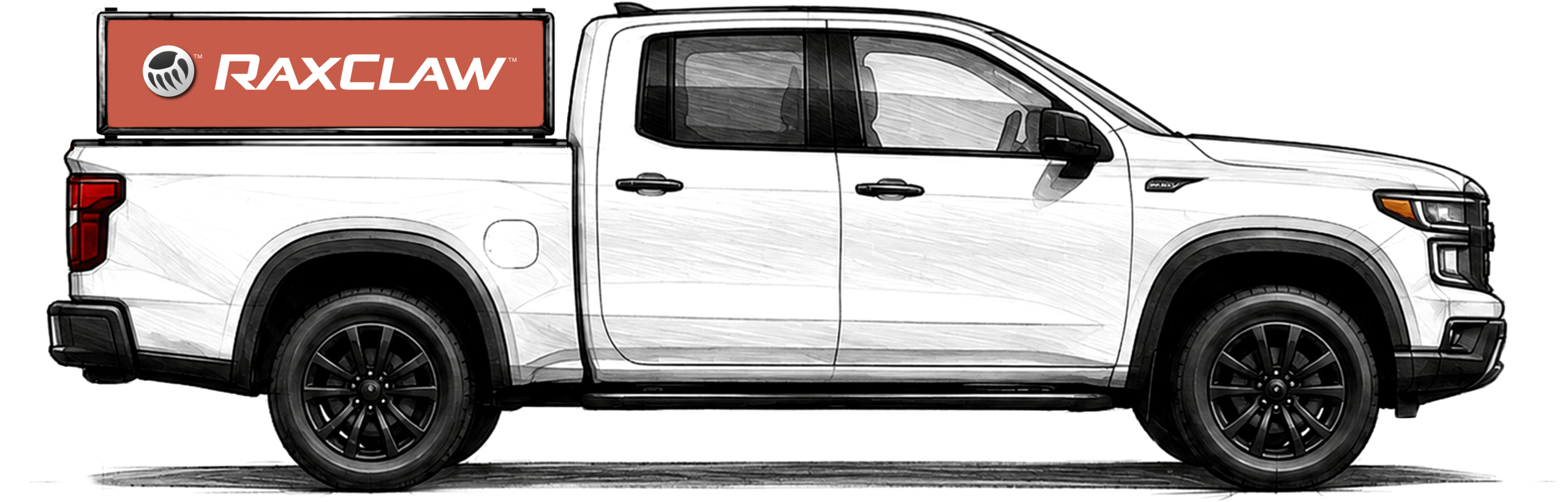 White pickup truck with red sign
