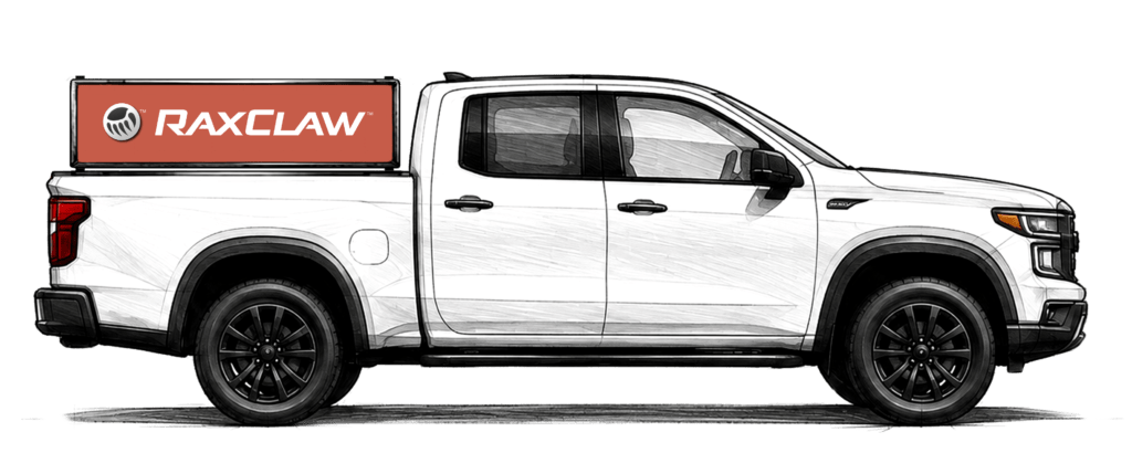 White pickup truck with red sign